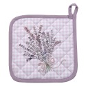 Clayre & Eef Topflappen 20x20 cm Violett Weiß Baumwolle Quadrat Lavendel