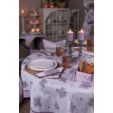 Clayre & Eef Corbeille à pain 35x35x8 cm Violet Blanc Coton Lavande