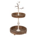 Clayre & Eef 2-Tiered Stand Ø 34x62 cm Brown Wood Iron