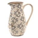 Clayre & Eef Brocca decorativa 20x14x25 cm Grigio Beige Ceramica Fiori