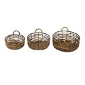Clayre & Eef Storage Basket Set of 3 Ø 39 Ø 34 Ø 29 cm Brown Rotan Iron