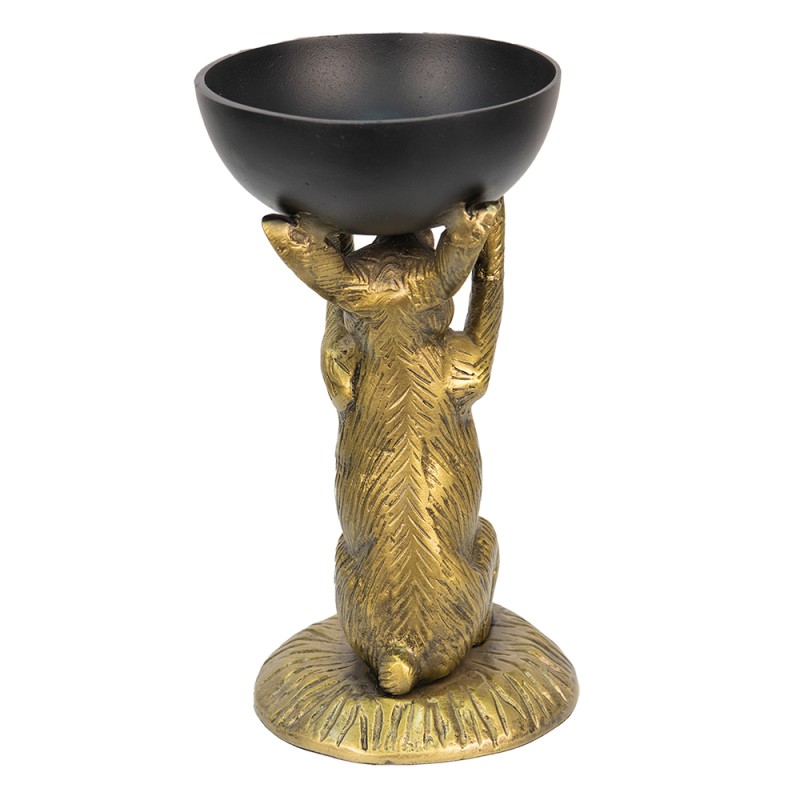 Clayre & Eef Decorative Bowl Rabbit Ø 15x28 cm Gold colored Black Aluminium