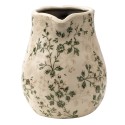 Clayre & Eef Decoration can 20x16x20 cm Green Beige Ceramic Flowers