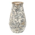 Clayre & Eef Dekorative Kanne 24x17x30 cm Grau Beige Keramik Blumen