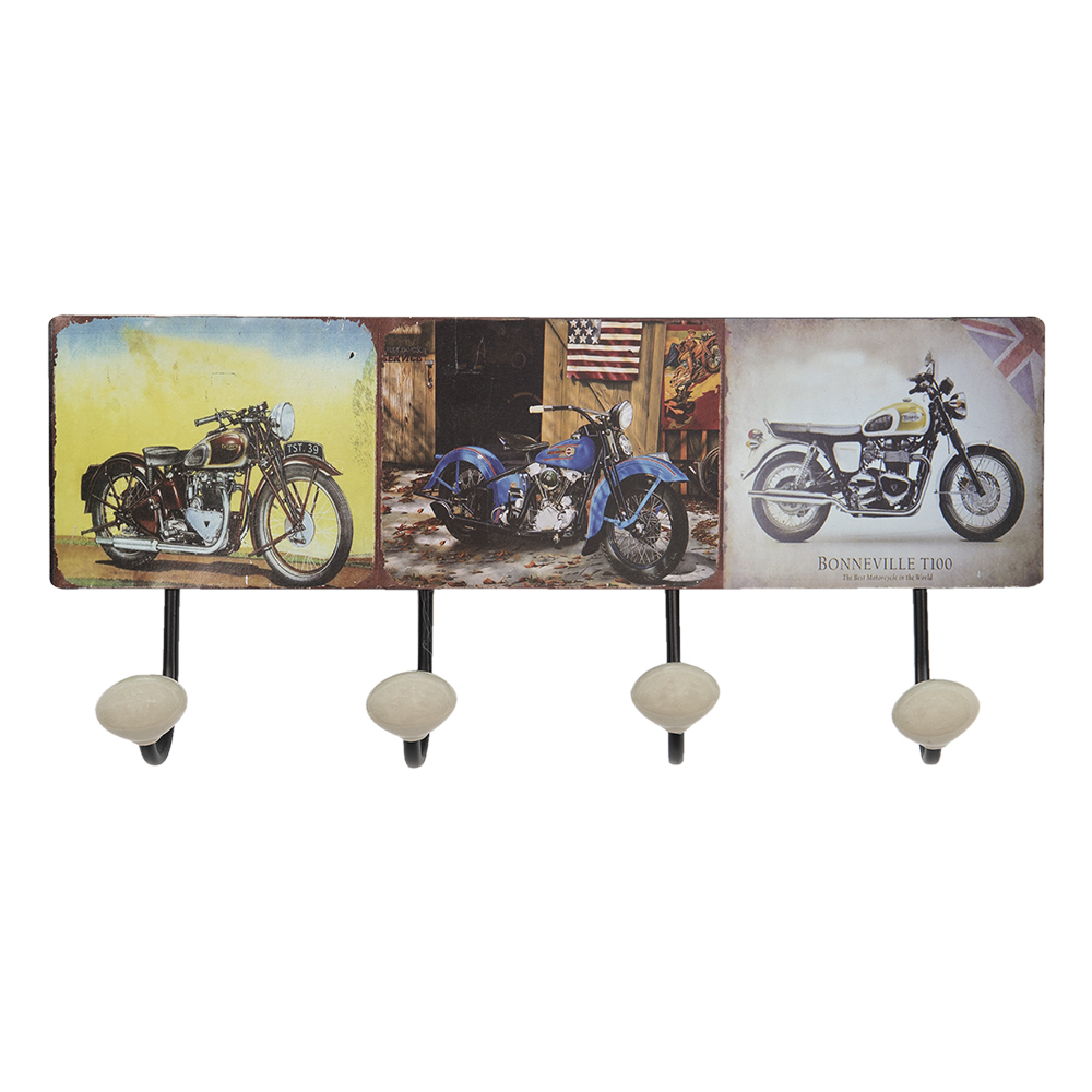 Clayre&Eef Wandkapstok 40x5x17 cm Bruin IJzer Motor afbeelding
