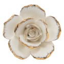 Clayre & Eef Poignée de porte Fleur 5 cm Blanc Couleur or Céramique