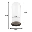 2Clayre & Eef Cloche 5GL0009 Ø 26*60 cm Transparent Wood Glass Round