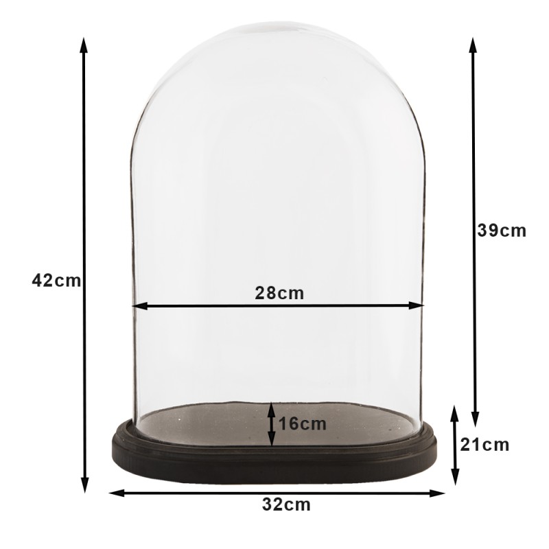 Clayre & Eef Cloche 33x22x42 cm Brown Glass Wood Oval