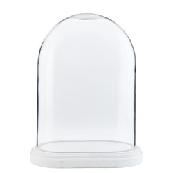 Clayre & Eef Stolp 6GL1764 26*15*33 cm Transparant Hout Glas Ovaal Glazen Stolp