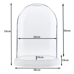 Clayre & Eef Stolp 6GL1764 26*15*33 cm Transparant Hout Glas Ovaal Glazen Stolp