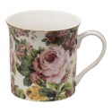 Clayre & Eef Tasse 330 ml Rosa Porzellan Blumen