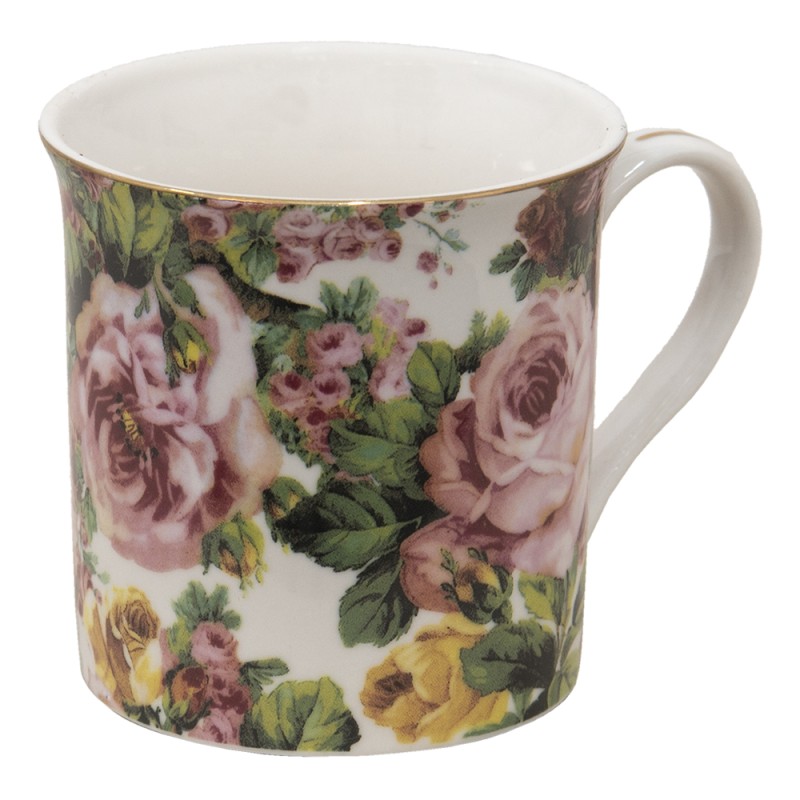 Clayre & Eef Tasse 330 ml Rosa Porzellan Blumen