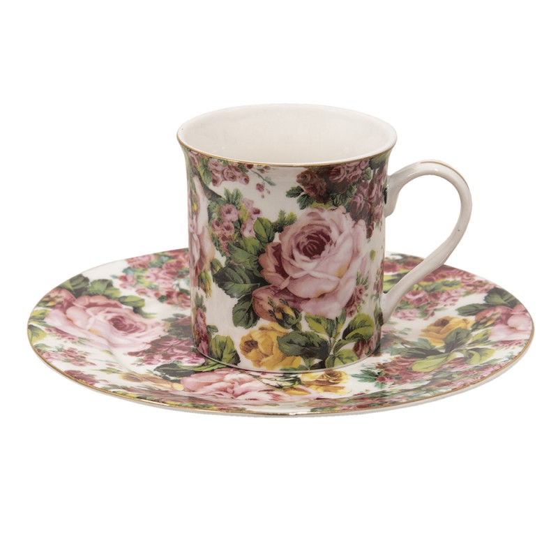 Clayre & Eef Tazza 330 ml Rosa Porcellana Fiori