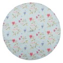 Clayre & Eef Torchon Ø 80 cm Bleu Vert Coton Rond Fleurs