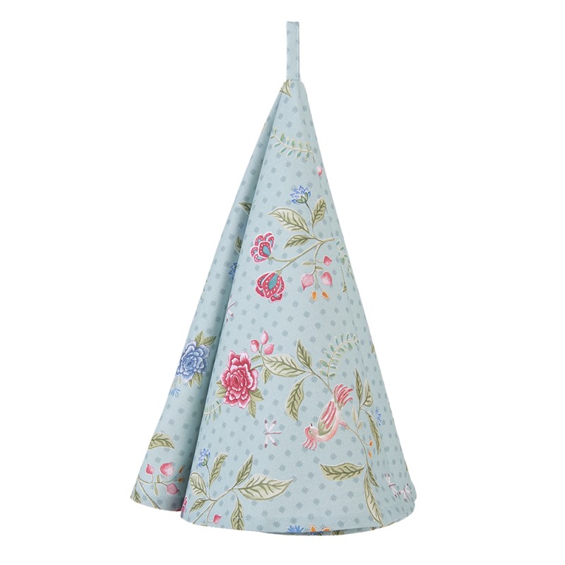 Clayre & Eef Torchon Ø 80 cm Bleu Vert Coton Rond Fleurs