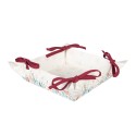 Clayre & Eef Bread Basket 35x35x8 cm White Red Cotton Square Deer