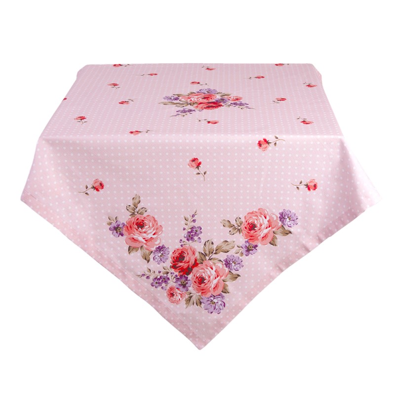 Clayre & Eef Tablecloth 100x100 cm Pink Purple Cotton Square Roses