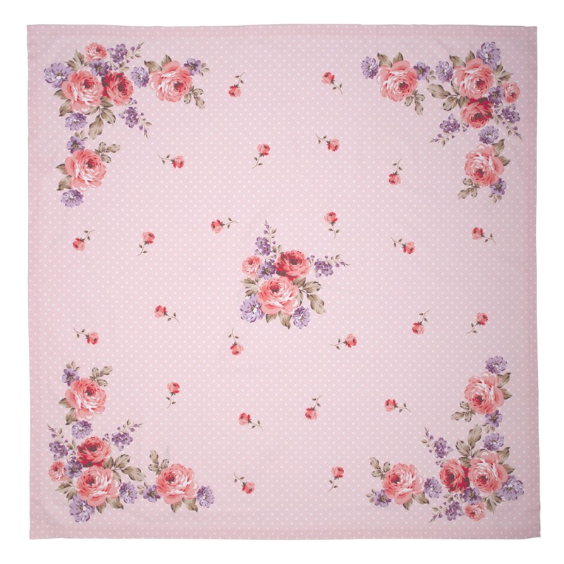 Clayre & Eef Tovaglia 100x100 cm Rosa Viola Cotone Quadrato Rose