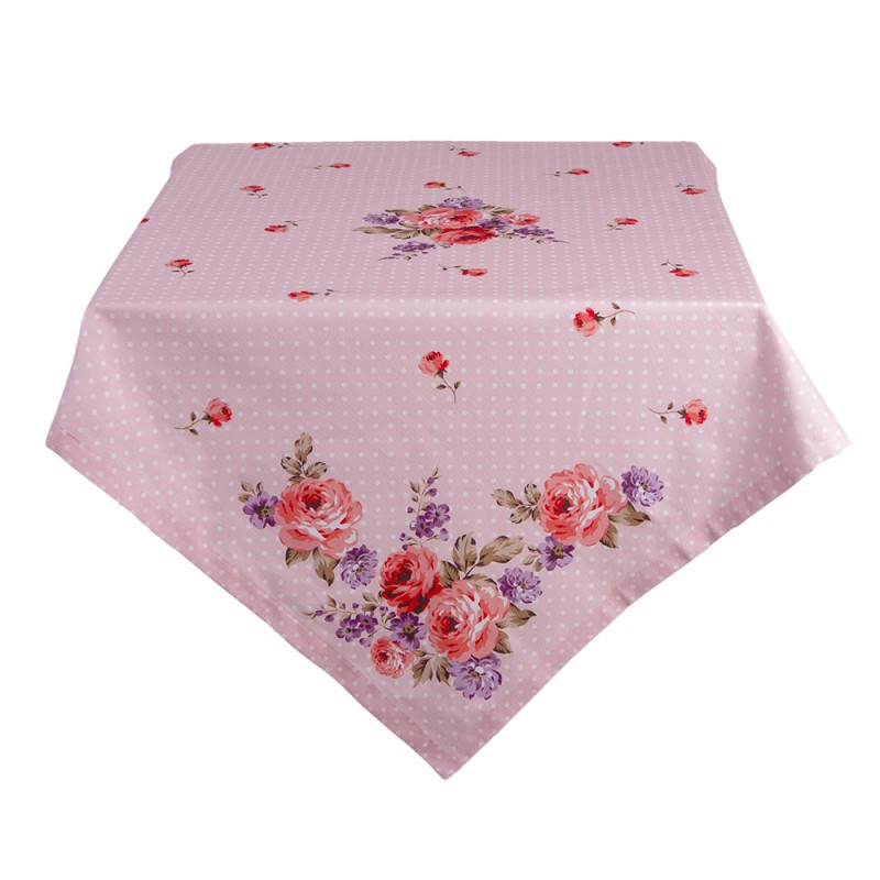 Clayre & Eef Tablecloth 130x180 cm Pink Purple Cotton Rectangle Roses