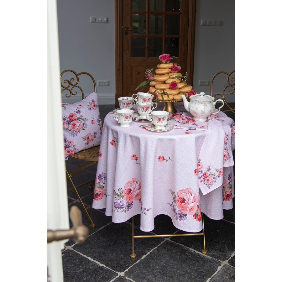 diep Bende leeftijd Clayre & Eef Tafelkleed 130x180 cm Roze Paars Katoen Rechthoek
