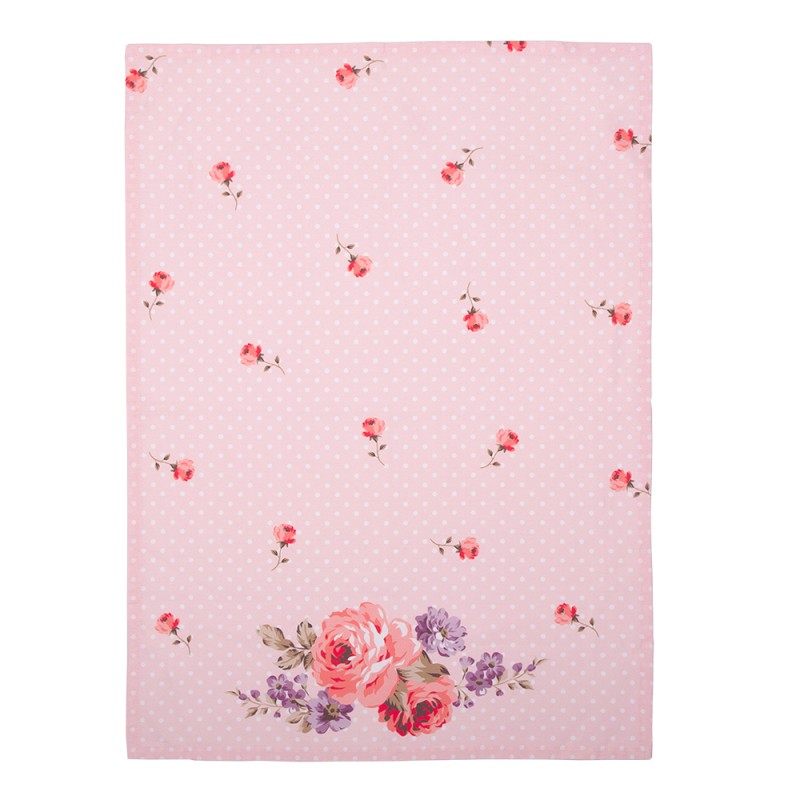 Clayre & Eef Tea Towel  50x70 cm Pink Purple Cotton Rectangle Roses