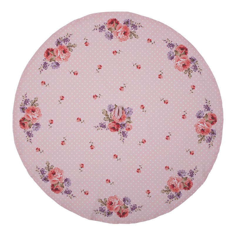 Clayre & Eef Torchon Ø 80 cm Rose Violet Coton Rond Roses