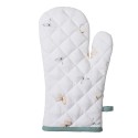 Clayre & Eef Oven Mitt 18x30 cm White Green Cotton Flowers