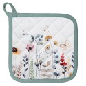 Clayre & Eef Manique 20x20 cm Blanc Vert Coton Carré Fleurs