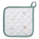 Clayre & Eef Manique 20x20 cm Blanc Vert Coton Carré Fleurs