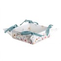 Clayre & Eef Bread Basket 35x35x8 cm White Green Cotton Flowers