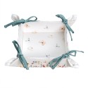 Clayre & Eef Bread Basket 35x35x8 cm White Green Cotton Flowers