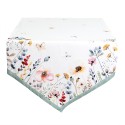 Clayre & Eef Table Runner 50x160 cm White Green Cotton Flowers