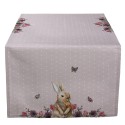 Clayre & Eef Chemin de table 50x140 cm Beige Rose Coton Rectangle Fleurs de lapin