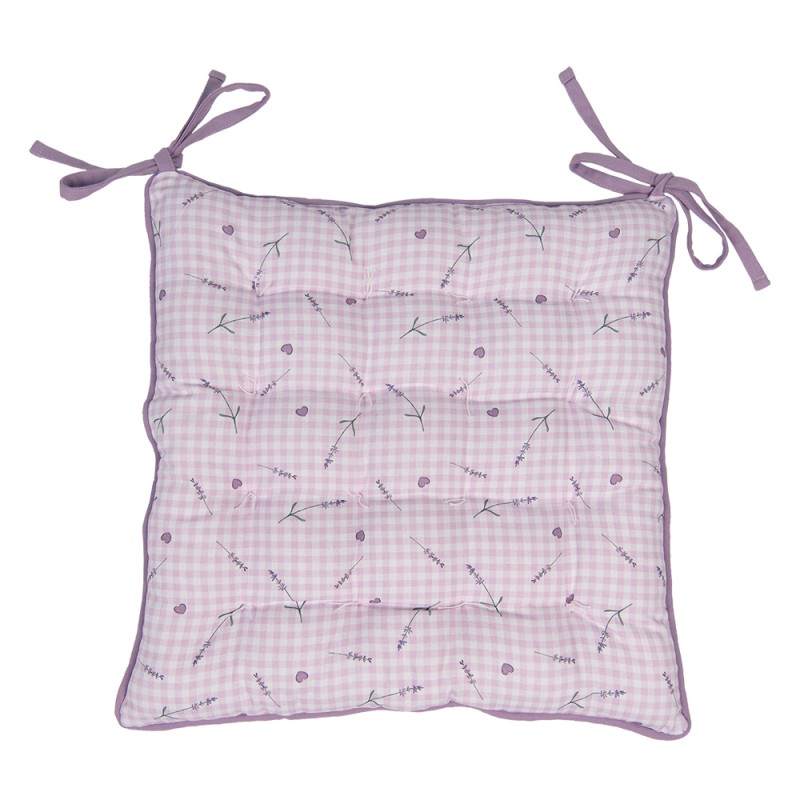 Clayre & Eef Chair Cushion Foam 40x40 cm Purple White Cotton Square Lavender