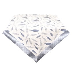 Clayre & Eef Nappe 100x100 cm Bleu Blanc Coton Poissons