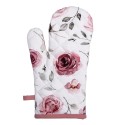 Clayre & Eef Oven Mitt 18x30 cm White Pink Cotton Roses