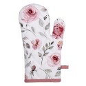 Clayre & Eef Oven Mitt 18x30 cm White Pink Cotton Roses