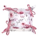 Clayre & Eef Bread Basket 35x35x8 cm White Pink Cotton Roses
