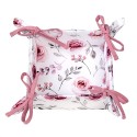 Clayre & Eef Cestino del pane 35x35x8 cm Bianco Rosa  Cotone Rose