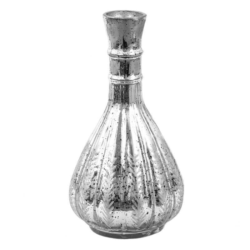 Clayre & Eef Vase Ø 13x25 cm Silberfarbig Glas