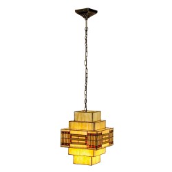 LumiLamp Hanglamp Tiffany 5LL-5514 30*30*144 cm E27/max 1*60W Beige Geel Metaal Glas Art Deco Hanglamp Eettafel