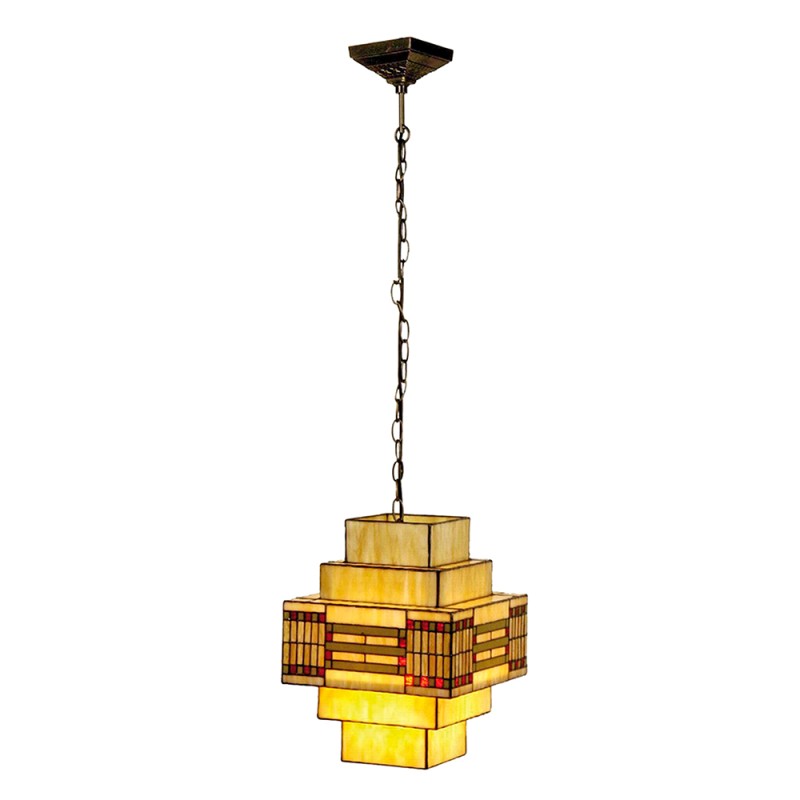 LumiLamp Lampada a Sospensione Tiffany 30x30x144 cm  Giallo Metallo Vetro