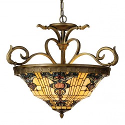 LumiLamp Pendant Lamp Tiffany 5LL-5551 Ø 56*55/170 cm Yellow Brown Glass Triangle