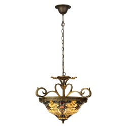 LumiLamp Pendant Lamp Tiffany 5LL-5551 Ø 56*55/170 cm Yellow Brown Glass Triangle