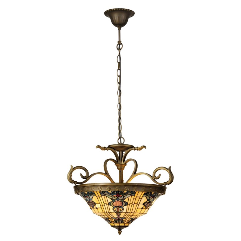 LumiLamp Lampes à suspension Tiffany Ø 56x55/170 cm  Jaune Marron Verre Triangle