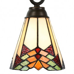 LumiLamp Hanglamp Tiffany 5LL-5965 Ø 15*119 cm E14/max 1*60W Beige Groen Rood Glas in lood Geen vorm Art Deco Hanglamp Eettafel