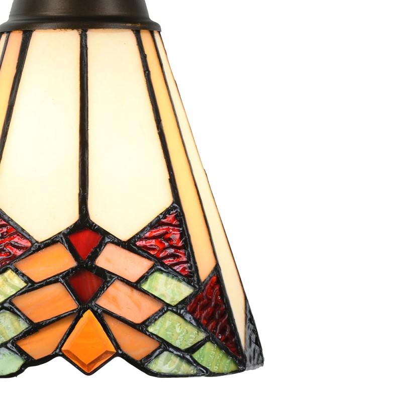 2LumiLamp Hanglamp Tiffany 5LL-5965 Ø 15*119 cm E14/max 1*60W Beige Groen Rood Glas in lood Geen vorm Art Deco Hanglamp Eettafel