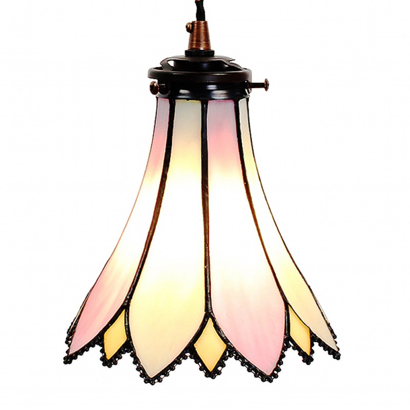 LumiLamp Hanglamp Tiffany  Ø 15x115 cm  Roze Beige Glas Metaal