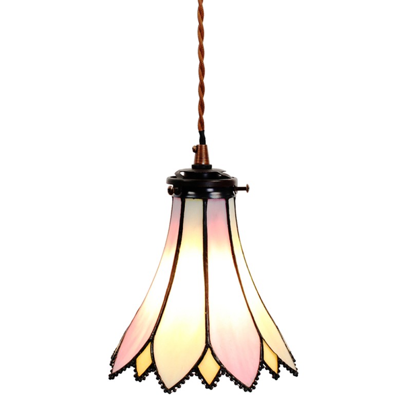 LumiLamp Lampes à suspension Tiffany Ø 15x115 cm  Rose Beige Verre Métal