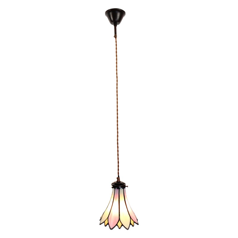 LumiLamp Pendant Lamp Tiffany Ø 15x115 cm  Pink Beige Glass Metal